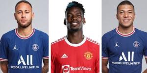 A collage of football players whose transfers were  the most expensive.