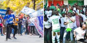 An undated collage image of AFC Leopards fans (left) and their Gor Mahia counterparts (right) showing love for their clubs. 