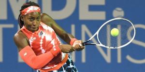 American tennis player Coco Gauff in action at the Citi Open tennis tournament on August 6, 2021 in the United States.