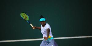 Angella Okutoyi in action during the W15 tennis tournament held at the Karen Country Club on November 18, 2022