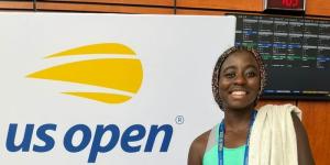 Kenya's Angella Okutoyi posing for a photo on September 4 at the 2022 US Open in New York, United States.