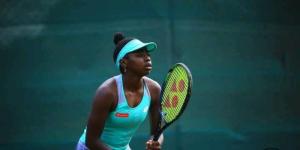 Angella Okutoyi in action during the W15 tennis tournament on November 17, 2022 at the Karen Country Club, Nairobi.