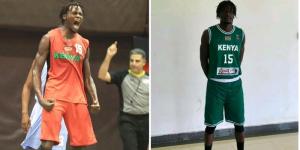 A collage image of Kenyan international Ariel Okal in celebratory moods (left) and him posing for a photo (right).