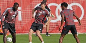 From left to right: Bayern Munich players Dayot Upamecano, Benjamin Pavard, and Kingsley Coman take part in a past training session in Germany.