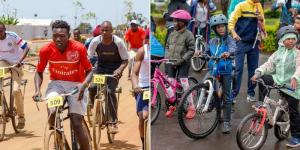 Collage of Black Mamba competitors in action (L) and kids getting ready to compete in a past edition (R).