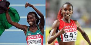 A collage image of Vivian Cheruiyot (L) and Janet Jepkosgei (R).