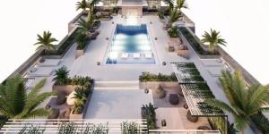 A rooftop view of Cristiano Ronaldo's Pestana CR7 Hotel located in Marrakesh, Morocco.m