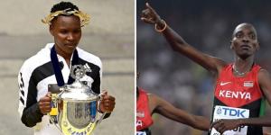 Collage image of Kenyan runners Diana Kipyokei (left) and Asbel Kiprop (right).