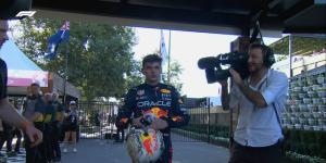 Formula One's Max Verstappen walks away after pulling out of the Australian Grand Prix on Sunday, April 10, 2022. 