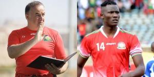 Harambee Stars coach Engin Firat (left), Harambee Stars Captain Michael Olunga
