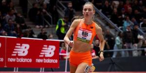 Dutch sprinter Femke Bol in action during the 2023 New Balance Indoor Grand Prix held on February 5 in Boston, United States. 