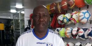Former Harambee Stars goalkeeper Salim Magogo poses for a photo inside a sports equipment shop.