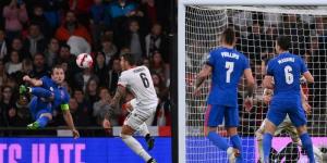 Harry Kane scores his third goal for England against Albania on November 12. 