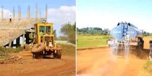 A collage image of construction works going on at the Iten-based Kamariny Stadium on February 6, 2023. 