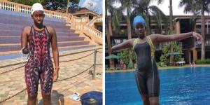 A collage image of Husnah Kukundakwe posing for a photo in Uganda.