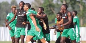 Gor Mahia players celebrate Willson Silva's late winner against Kakamega Homeboyz in an FKF PL match played at the Bukhungu Stadium, Kakamega