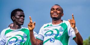 From left to right: Innocent Wafula celebrating a goal with Jacques Tuyisenge during their time at Gor Mahia.