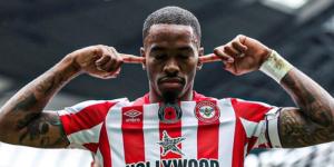 Brentford forward Ivan Toney celebrates a goal.