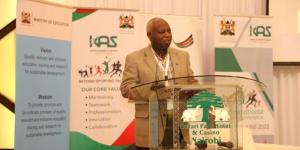 Athletics Kenya President Jackson Tuwei addresses a press conference on June 16, 2022 at the Safari Park hotel, Nairobi.