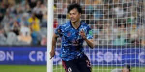 Japan's kaoru Mitoma celebrating after scoring a goal during the World Cup 2022 play-off with Austraila at Sydney on Thursday,March 24,2022. 