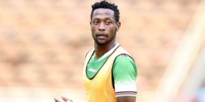 Harambee Stars forward Masoud Juma takes part in a training session on May 2019 at the Moi International Sports Centre, Kasarani. 