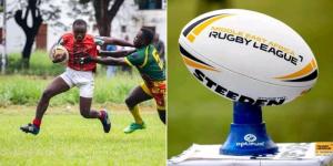 A collage image of a Kenyan star shielding the ball from a Cameroon player and the Championship match ball.