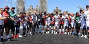 Kenyan and Tunisian Baseball players pose for a photo at the 2022 Baseball5 World Cup in Mexico.