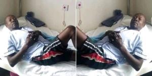 A collage image of Mike Wambani admitted in hospital.