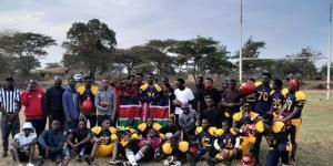 Kenyan American Football national team players pose for a photo during the East African Bowl Championship staged at JKUAT on September 3, 2022.