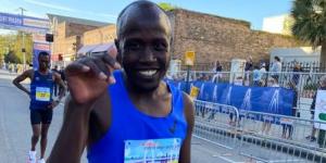 Kenyan athlete David Bett after Winning The Cooper River Bridge Run