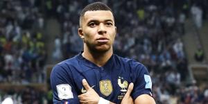 French forward Kylian Mbappe celebrates a goal against Argentina on December 18, 2022, in Qatar.