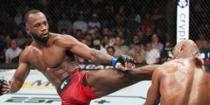 Leon Edwards (L) in action against Nigeria's Kumaru Usman on August 21, 2022 in Utah, United States.