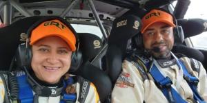 Zambian driver Leroy Gomes and his wife Urshlla celebrating bagging the 2022 African Rally Championship title on October 23 in Zambia.