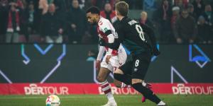 From left to right: Kenyan midfielder Linton Maina vies for the ball with a Werder Bremen player during a Bundesliga match on January 21, 2023, in Germany.