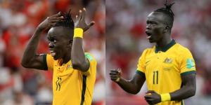 Awer Mabil celebrating after scoring a spot kick against Peru on Monday June 13, 2022