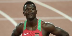 Kenyan sprinter Mark Otieno Odhiambo reacts during a past race.