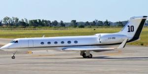 An image of Lionel Messi's private jet.