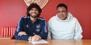 From left to right: Mohamed Elneny poses for a photo alongside his father Nasser Elneny after penning a new deal with Arsenal on February 21, 2023, in London, United Kingdom. 