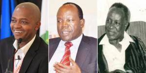 Collage image of Nick Mwendwa (L), Sammy Nyamweya (M), and the late Kenneth Matiba (R). 