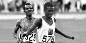 From left to right: Former Ethiopian runner Degaga Wolde tries to catch up with the late Naftali Temu during the 1968 Olympic Games in Mexico.