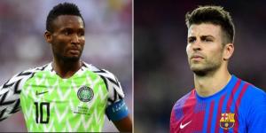 Collage image of former Nigeria footballer John Obi Mikel (L), and retired Spanish defender Gerald Pique.