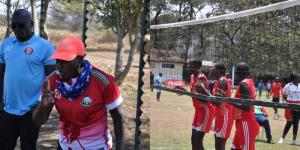 A collage image showing Highway Secondary School head coach Belinda Odemba (L) and Kesogon players in action in Arusha, Tanzania on September 21.