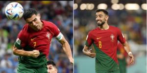 Collage image of Portuguese players Cristiano Ronaldo (L) and Bruno Fernandes (R).