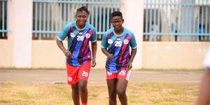 From left to right: Harambee Starlets players Ruth Ingotsi and Jentrix Shikangwa take part in a training session on October 22 in Tanzania.