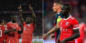 A collage image of Sadio Mane in action against Viktoria Plzen on October 4, 2022 at Allianz Arena.