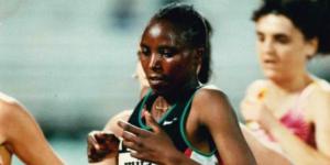 Sally Barsosio representing Kenya in a past international competition.