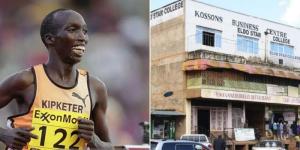 A collage image showing retired Kenyan athlete Sammy Kipketer and the building that he allegedly use as a guarantee for a bank loan.