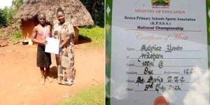 Collage image of Selpher Ajiambo and Bunyala North Ward MCA Juliana Wanyama posing for a photo on January 23, 2023(left) and her certificate of merit (right) 