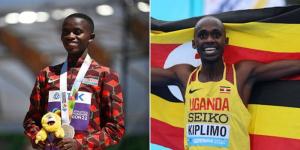 Collage image of Stanley Waithaka Mburu (L) and Jacob Kiplimo (R) celebrating their wins in past events.
