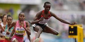 Kenya's Celliphine Chespol taking part in 3,000m steeplechase heats at the 2022 World Championships in Oregon on July 16.
